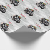 Vrolijk Truckin' Christmas Black Semi Cadeaupapier (Hoek)
