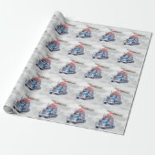 Vrolijk Truckin' Christmas Blue Semi Cadeaupapier (Uitgerold)