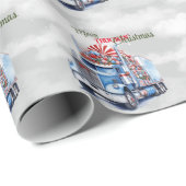 Vrolijk Truckin' Christmas Blue Semi Cadeaupapier (Rol Hoek)