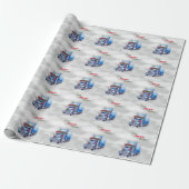 Vrolijk Truckin' Christmas Blue Semi Cadeaupapier (Uitgerold)
