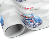 Vrolijk Truckin' Christmas Blue Semi Cadeaupapier (Rol Hoek)