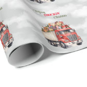 Vrolijk Truckin' Christmas Red Semi Cadeaupapier (Rol Hoek)