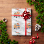 Vrolijk Truckin 'Christmas Sinaasappel Semi Cadeaupapier<br><div class="desc">Voor de truckers die er zijn of iemand anders die je cadeau doet aan een oranje semi truck klaar voor Kerstmis. Tekst is "Merry Truckin' Christmas" Achtergrond van een koele sterrenwolk</div>