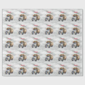 Vrolijk Truckin 'Christmas White Semi Cadeaupapier (Vlak)