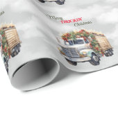 Vrolijk Truckin 'Christmas White Semi Cadeaupapier (Rol Hoek)