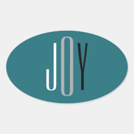 Vrolijk Turquoise Wit Grijs Zwart Modern Kerstmis Ovale Sticker