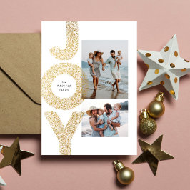 Vrolijk twee foto Kerst nep goud gespetterd modern Feestdagenkaart