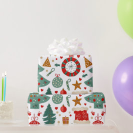 Vrolijk vakantiepatroon met feestelijke iconen cadeaupapier