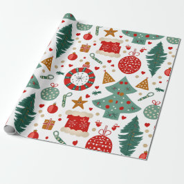 Vrolijk vakantiepatroon met feestelijke iconen cadeaupapier