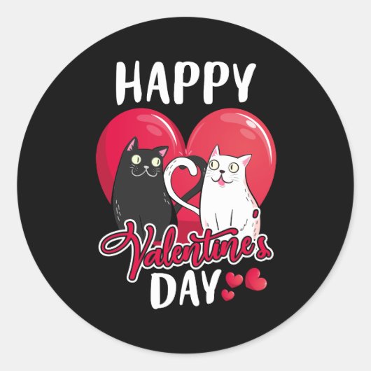 Vrolijk Valentijnsdag Lovers katten Gift Ronde Sticker (Voorkant)