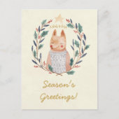 Vrolijk van de de hulstkroon van Kerstmis de Feestdagenkaart (Voorkant)