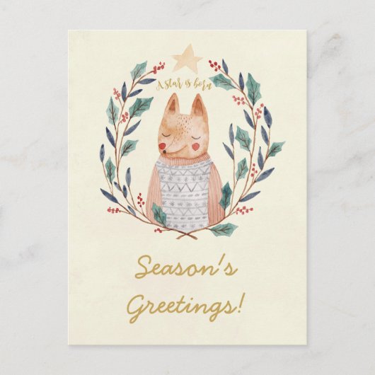 Vrolijk van de de hulstkroon van Kerstmis de Feestdagenkaart (Voorkant)