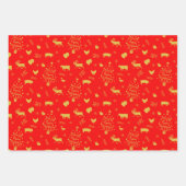 Vrolijk Vegan Kerstmis Rode en Gouden Boerderij Di Inpakpapier Vel (Voorkant 2)