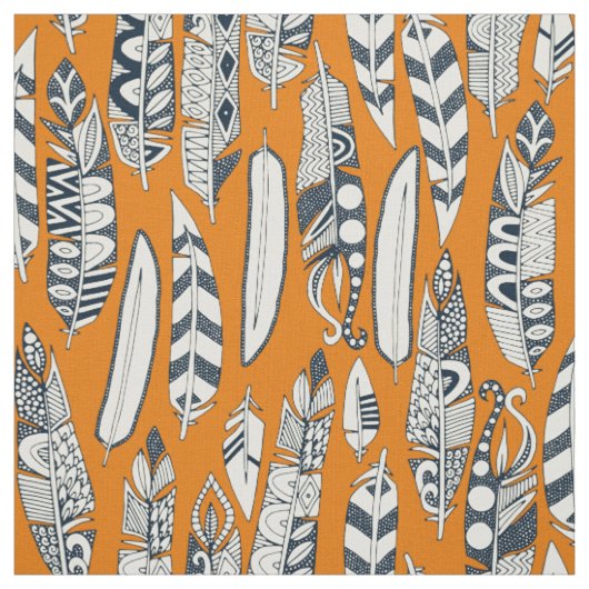 vrolijk veren oranje stof (Swatch)