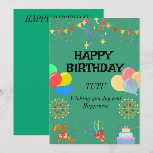 Vrolijk verjaardagsfeest kaart (Voorkant / Achterkant)