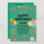 Vrolijk verjaardagsfeest kaart (Voorkant / Achterkant)