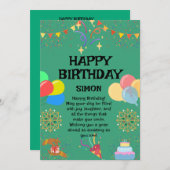 Vrolijk verjaardagsfeest kaart (Voorkant / Achterkant)