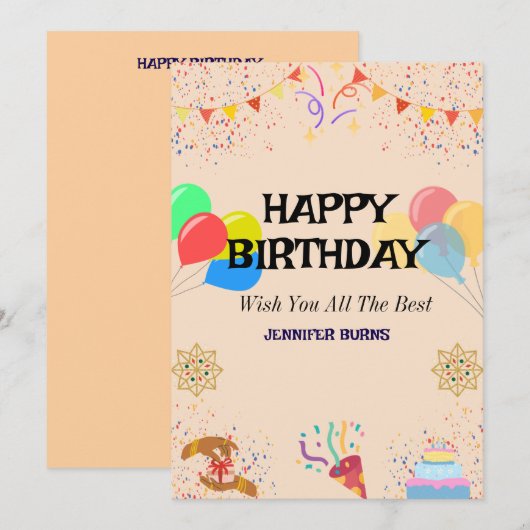 Vrolijk verjaardagsfeest kaart (Voorkant / Achterkant)