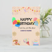 Vrolijk verjaardagsfeest kaart (Staand voorkant)