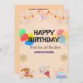 Vrolijk verjaardagsfeest kaart (Voorkant / Achterkant)