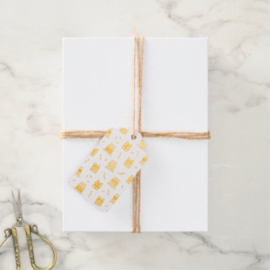 Vrolijk verjaardagspatroon cadeaulabels (Met Koord)