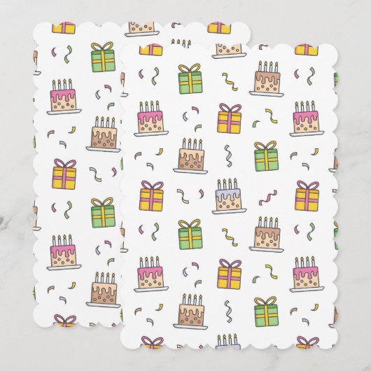 Vrolijk verjaardagspatroon kaart (Voorkant / Achterkant)