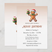 Vrolijk verjaardagsuitnodiging, kerstverjaardag kaart (Voorkant / Achterkant)