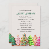 Vrolijk verjaardagsuitnodiging, kerstverjaardag kaart (Voorkant / Achterkant)