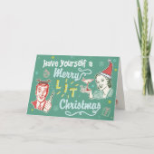 Vrolijk verlicht Kerst Retro Mideeuw Modern Grappi Kaart (Voorkant)