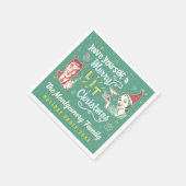 Vrolijk verlicht Kerst Retro Mideeuw Modern Grappi Servet (Hoek)