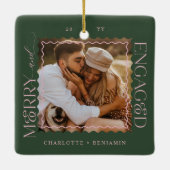 Vrolijk & verloofd Modern Minimal Wavy Photo Keeps Keramisch Ornament (Achterkant)