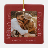 Vrolijk & verloofd Modern Minimal Wavy Photo Keeps Keramisch Ornament (Achterkant)