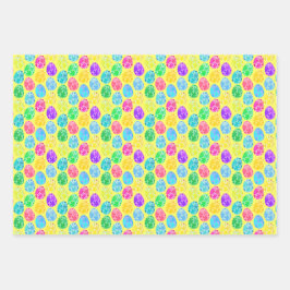 Vrolijk versierde paaseieren inpakpapier vel