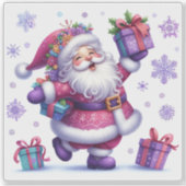 Vrolijk violet Kerst sticker met feestelijke kerst (Voorkant)