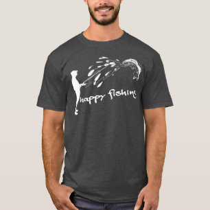 Vrolijk Vissende Braken vis spuugt op hengel T-shirt
