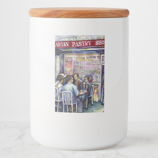 vrolijk voedselcontainer etiket (Voorkant)