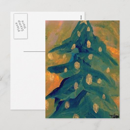 Vrolijk volkskunst kerstboom vakantie decor feestdagenkaart (Voorkant / Achterkant)