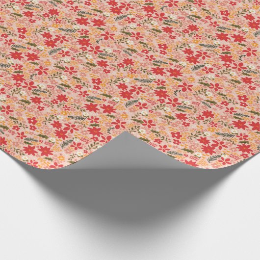 Vrolijk & Vreugde Ditsy Bloemen in Blush Roze Cadeaupapier (Hoek)