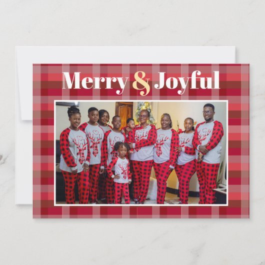 Vrolijk & vreugdevol rood geplakt Foto Kerstvakant Feestdagenkaart (Voorkant)