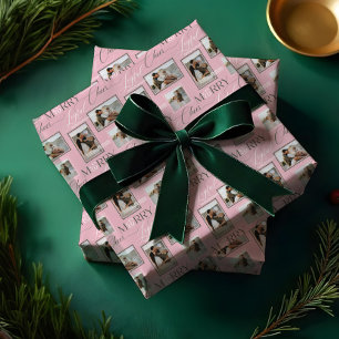 Vrolijk vrolijk Cheer Wavy Retro Moderne Fotocolla Cadeaupapier