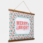 Vrolijk vrolijk en helder | Retro roze en rode Hol Hangend Wandkleed (Gebogen)