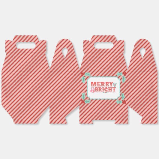 Vrolijk vrolijk en helder | Retro roze en rood Bedankdoosjes (Ongevouwen)