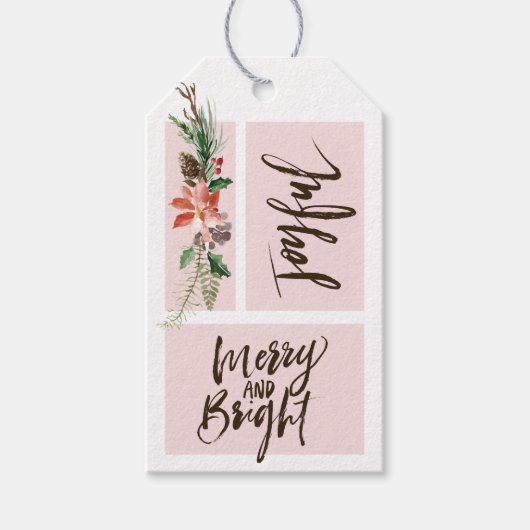 Vrolijk vrolijk en helder Waterverf kerst Cadeaulabel (Voorkant)