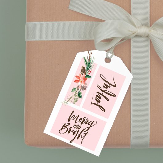 Vrolijk vrolijk en helder Waterverf kerst Cadeaulabel