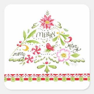 Vrolijk Vrolijk Kerstboom Stickers