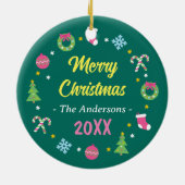 Vrolijk vrolijk kerstfeest keramisch ornament (Achterkant)