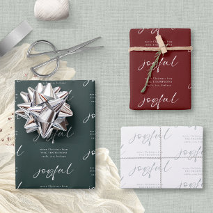 Vrolijk vrolijk Kerstfeest naam Groen Bourgondië W Inpakpapier Vel