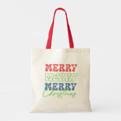 Vrolijk vrolijk kerstfeest retro typografie tote bag (Achterkant)