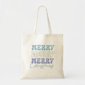 Vrolijk vrolijk kerstfeest retro typografie tote bag (Voorkant)