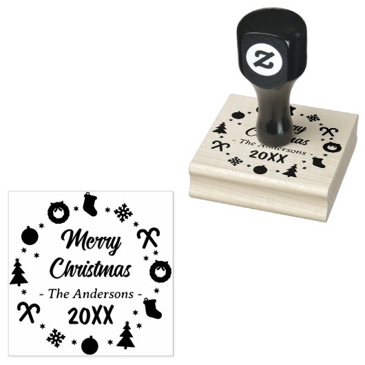 Vrolijk vrolijk kerstfeest rubberstempel (Gestempeld)